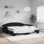 vidaXL Lit de jour avec lit gigogne noir 100x200 cm velours