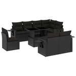 vidaXL Salon de jardin 9 Pièces avec coussins noir résine tressée