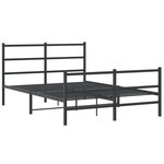 vidaXL Cadre de lit métal avec tête de lit/pied de lit noir 140x190 cm