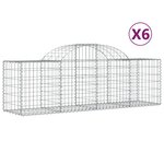 vidaXL Paniers à gabions arqués 6 Pièces 200x50x60/80 cm Fer galvanisé