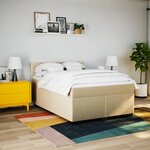 vidaXL Sommier à lattes de lit avec matelas Crème 140x190 cm Tissu