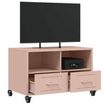 vidaXL Meuble TV rose 68x39x43 5 cm acier laminé à froid