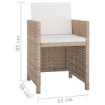 vidaXL Ensemble à manger d'extérieur avec coussins 5 Pièces Rotin Beige