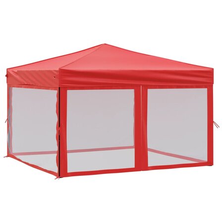 vidaXL Tente de réception pliable avec parois Rouge 3x3 m