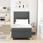 vidaXL Lit Box Spring avec Matelas Gris Foncé 100x200 cm Tissu