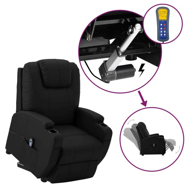Vidaxl fauteuil releveur inclinable noir similicuir