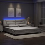 vidaXL Cadre de lit avec lumières LED blanc 200x200 cm similicuir