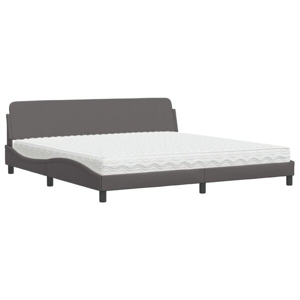 vidaXL Lit avec matelas gris 200x200 cm similicuir