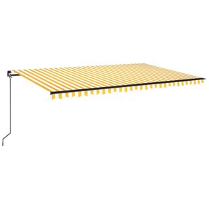 vidaXL Auvent manuel rétractable avec LED 500x350 cm Jaune et blanc