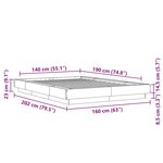 vidaXL Cadre de lit gris béton 140x190 cm bois d'ingénierie