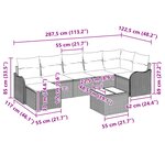 vidaXL Ensemble de Canapés de Jardin 8 Pièces avec Coussins Noir Poly Rotin