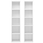vidaXL Armoires à CD 2 Pièces Blanc brillant 21x16x93 5 cm