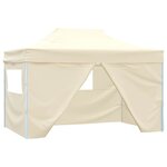 vidaXL Tente de réception pliable avec 4 parois 3x4 m Acier Crème
