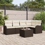 Ensemble de 5 Pièces de Canapé de Jardin avec Coussins Gris en Rattan Poly
