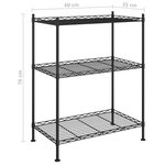 vidaXL Étagère de rangement 3 niveaux 60x35x76 cm noir 150 kg