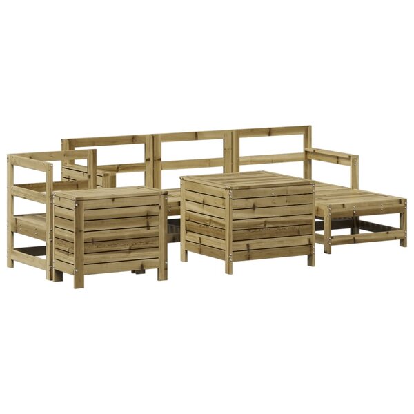 vidaXL Salon de jardin 7 Pièces bois de pin imprégné