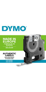 DYMO Rhino - Étiquettes Industrielles Autocollantes en Polyester 9mm x 5.5m Noir sur Métallique