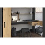 Lit combiné mezzanine enfant chêne et gris - Sommier inclus - 90 x 200 cm