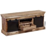 vidaXL Meuble TV avec 2 portes coulissantes Bois de manguier massif