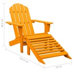 vidaXL Chaise de jardin Adirondack avec pouf bois de sapin orange