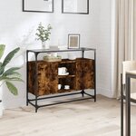 vidaXL Buffet avec dessus en verre chêne fumé bois d'ingénierie