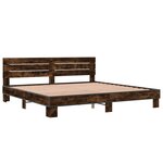 vidaXL Cadre de lit chêne fumé 200x200 cm bois d'ingénierie et métal
