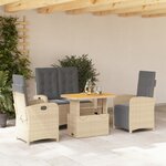 vidaXL Ensemble à manger de jardin coussins 4 Pièces beige résine tressée