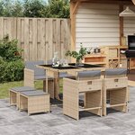 vidaXL Ensemble à manger de jardin et coussins 9 Pièces mélange beige