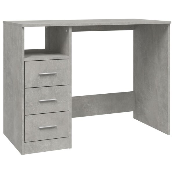 Bureau table poste de travail meuble d'ordinateur informatique étude avec tiroirs 102 x 50 x 76 cm bois d'ingénierie gris 02_0023470