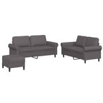 vidaXL Ensemble de canapés 3 Pièces avec coussins Gris Similicuir