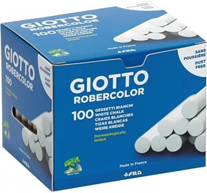 Giotto Robercolor Pack de 100 craies rondes - Testées dermatologiquement - Compactes et durables - Couleur blanche