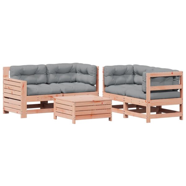 vidaXL Salon de jardin 5 Pièces avec coussins bois massif douglas