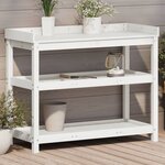 vidaXL Table de rempotage avec étagères blanc bois massif de pin
