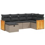 vidaXL Salon de jardin 6 Pièces avec coussins gris résine tressée