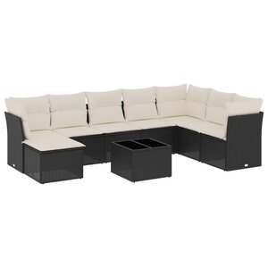 vidaXL Salon de jardin 9 Pièces avec coussins noir résine tressée