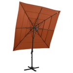 vidaXL Parasol à 4 niveaux avec mât en aluminium Terre cuite 250x250cm