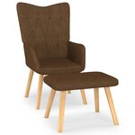 vidaXL Chaise de relaxation avec tabouret Marron Tissu