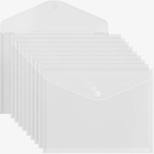 ACROPAQ 10 Pochettes Porte Document A4 transparentes - Fermeture Auto-agrippante- Polypropylène- Impermiable