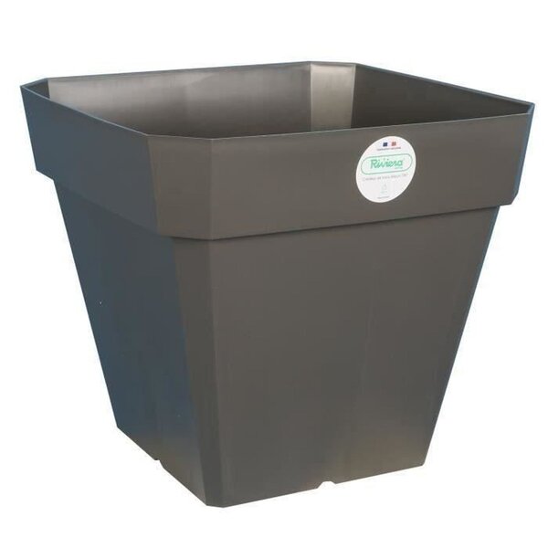 Pot de fleurs carré Soleilla en plastique - 39 x 39 x 53 cm - 49 L - Gris pailleté