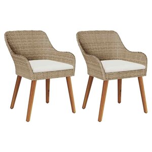 vidaXL Chaise de jardin 2 Pièces Beige 62 5 x 55 x 82 cm polyrotin