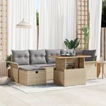 vidaXL Ensemble de 7 Pièces de Canapés de Jardin avec Coussins Beige Rattan Poly