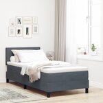 Lit à ressorts avec matelas et éclairage LED Gris foncé 90x190 cm Velours