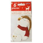 6 étiquettes cadeaux - Ours blancs à paillettes