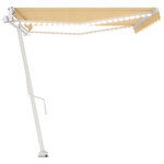 vidaXL Auvent automatique capteur de vent/LED 500x300cm Jaune et blanc