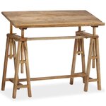 Vidaxl table à dessin bois de manguier massif 116 x 50 x 76 cm
