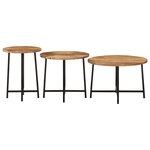 vidaXL Tables basses gigognes 3 Pièces bois massif de manguier et fer