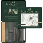 Set de fusains pitt charcoal  boîte métal de 24 x 2 faber-castell