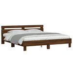 vidaXL Cadre de lit avec tête de lit et LED chêne marron 160x200 cm