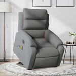 vidaXL Fauteuil inclinable de massage électrique Gris foncé Tissu
