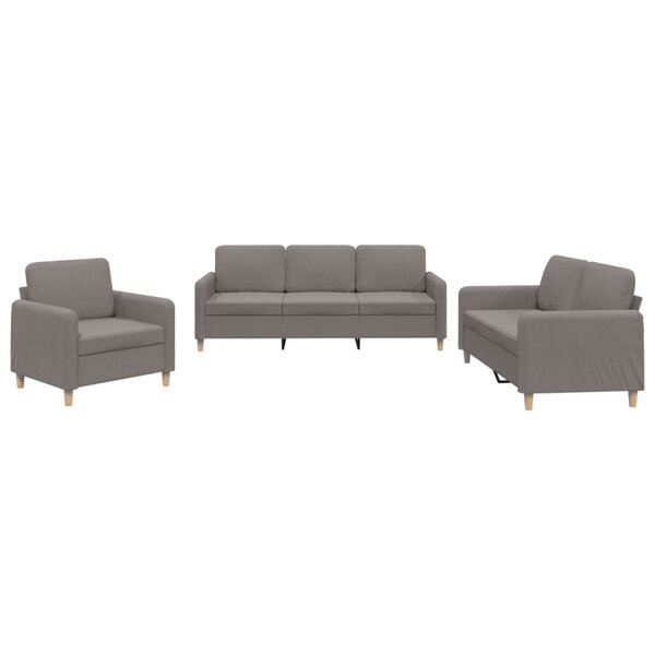 vidaXL Ensemble de canapés 3 Pièces avec coussins Taupe Tissu